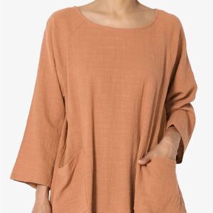 Zenna Coral Gauze High Low Hem Curvy Tunic, size 3X